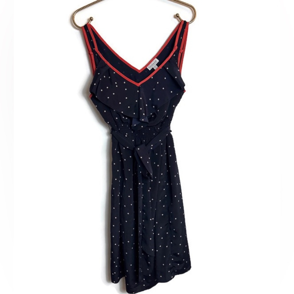 A Pea in the Pod Maternity- Navy White Polka Dot Tie Dress Size M